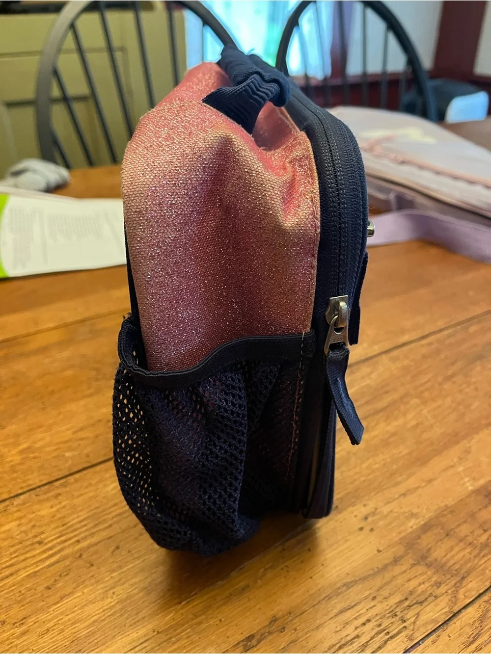 Personalized Abigail Ombre Glitter Lunch Tote - Pink to blue